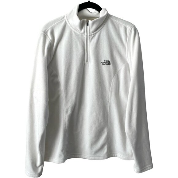 The North Face TKA 100 1/2 Zip Mock Neck Fleece Casual Sweatshirt White Large - Picture 1 of 7